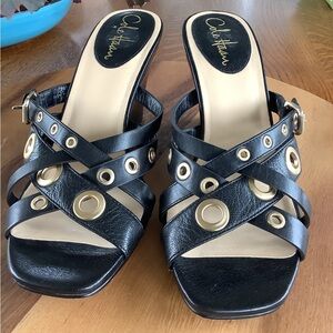 COLE HAAN WEDGE SANDALS SZ 8 LADIES BLK